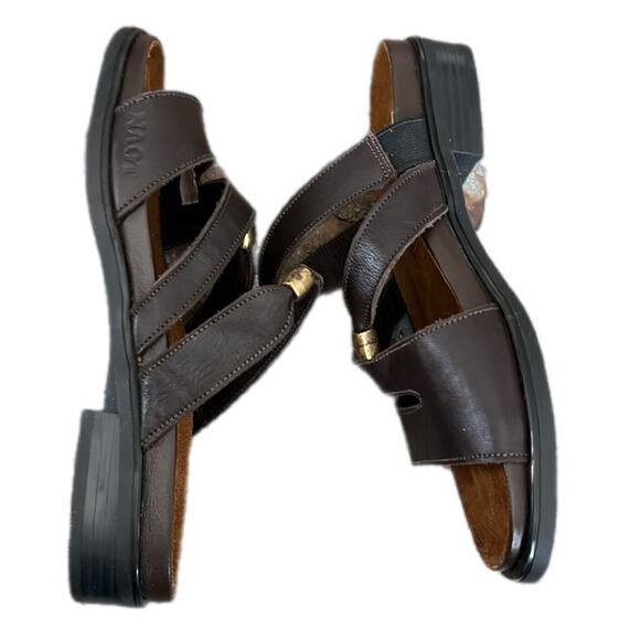 Naot Brown Leather Sandals 5 36 Flats Slides Shoes Israel - Picture 6 of 11